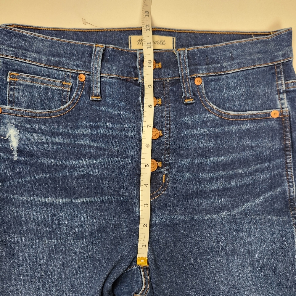 Madewell 10" High-Rise Skinny Jeans In Hannah Wash Button Fly Blue Denim Size 28 - Picture 7 of 15